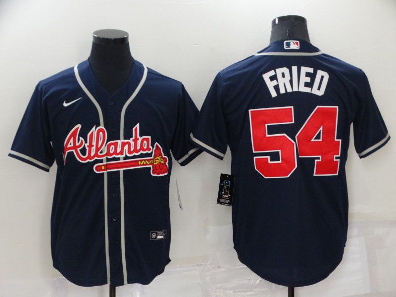 Men Atlanta Braves #54 Max Fried Blue Game 2022 Nike MLB Jersey